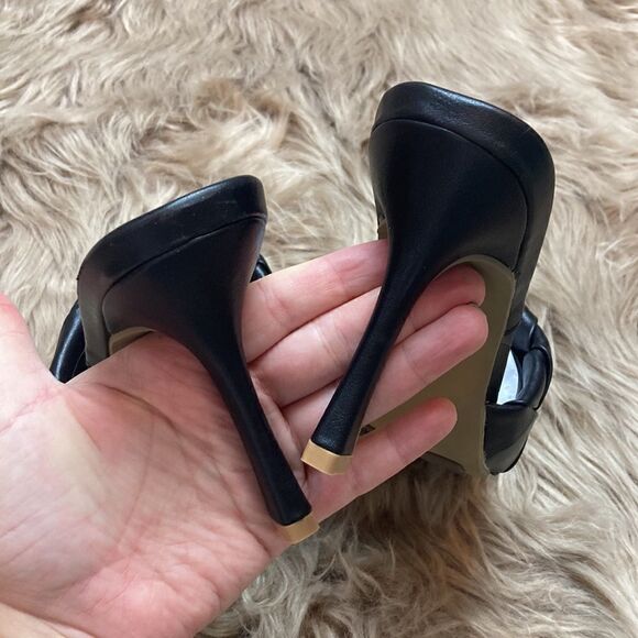 Square Open Toe Leather Mule Woven Slide Stiletto SlipOn Quilted Backless Sandal - Picture 9 of 14